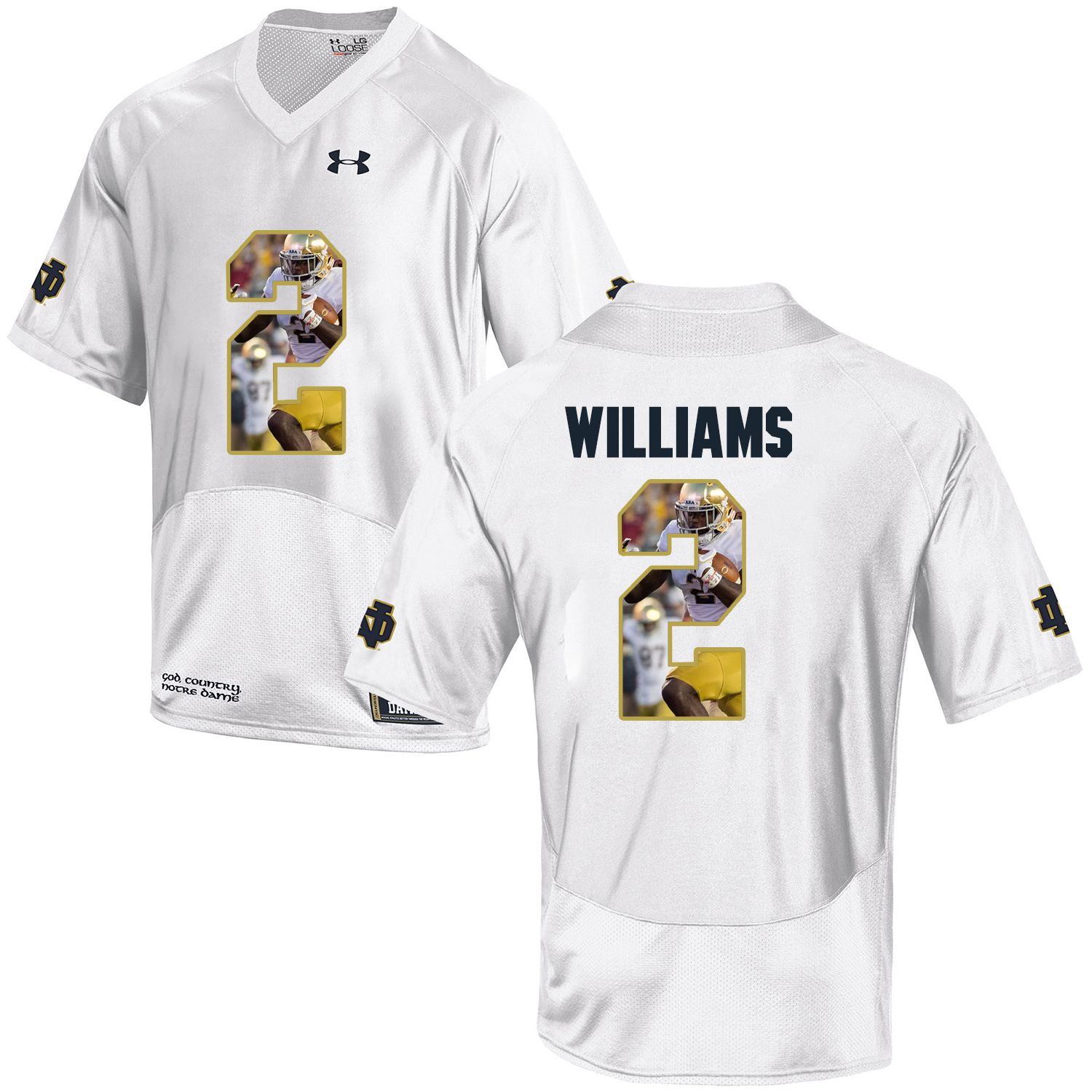 Men Norte Dame Fighting Irish 2 Williams White Fashion Edition Customized NCAA Jerseys